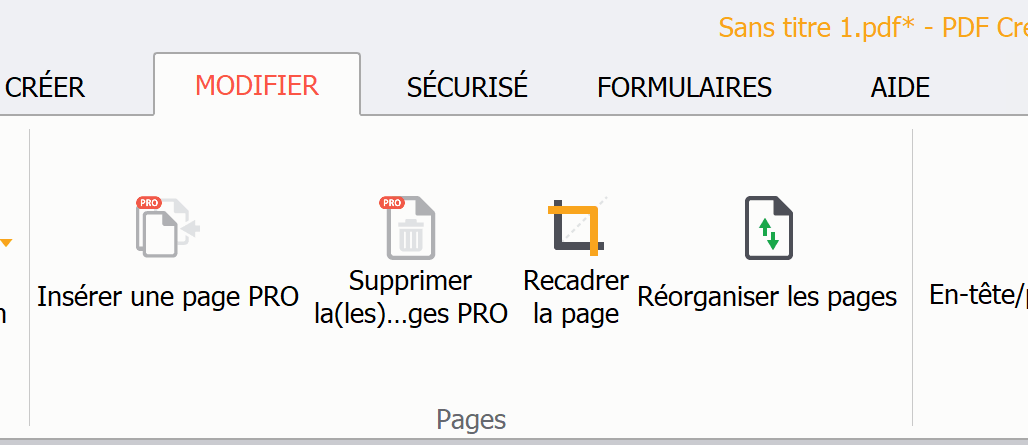 Create tab in PDF Pro